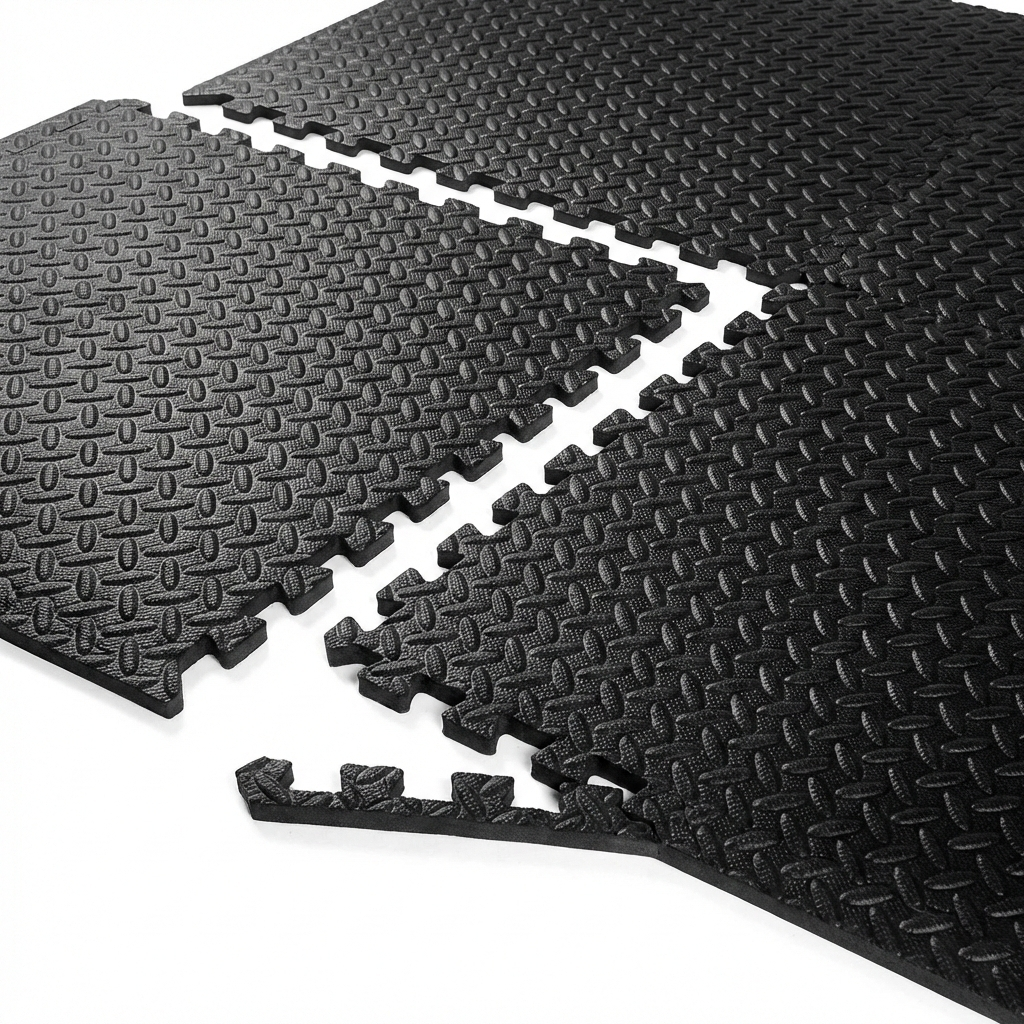 Set de 4 covorase din spuma interconectate puzzle, 61.5 x 61.5 cm, pentru podea, garaj sau balcon