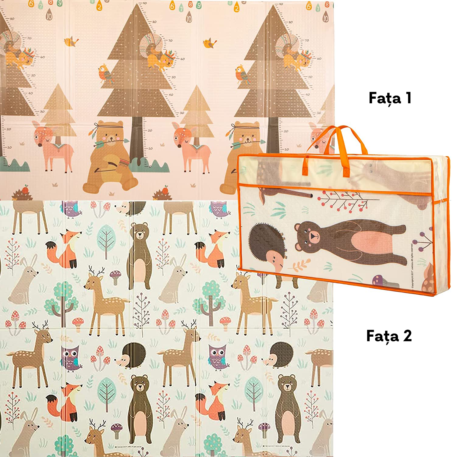 Covor de Joacă Pliabil pentru Bebeluși, Izolant, Impermeabil, Două Fețe