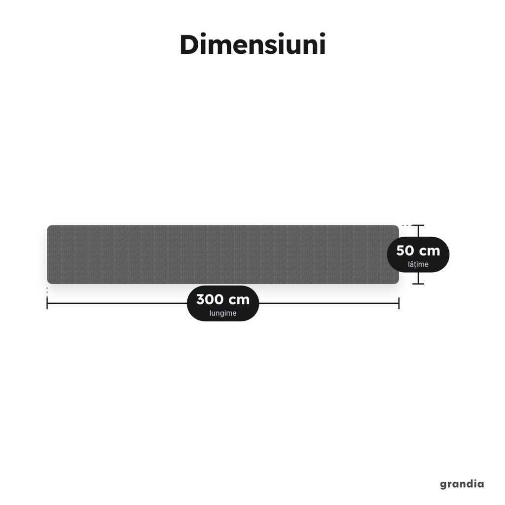 Covoraș EVA gri în rolă, 50 × 300 cm – Dimensiuni