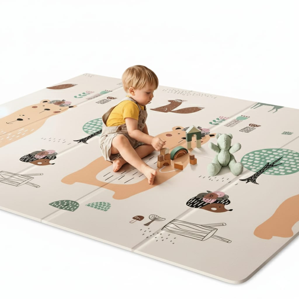Covoras de joaca pliabil 150x200cm dublu fata – Animale din padure