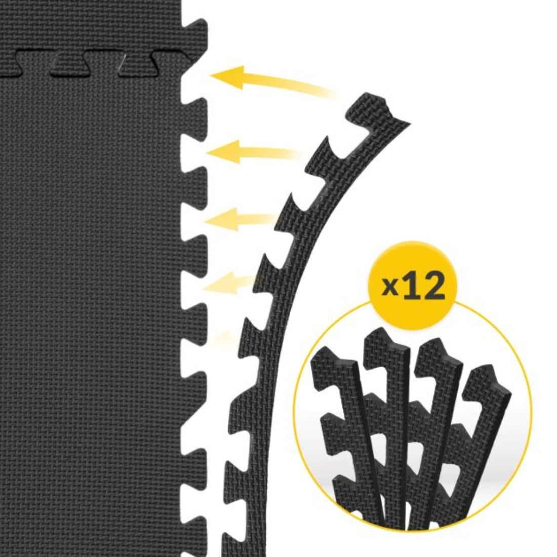 Covoras tip Puzzle pentru Sport si Fitness, Spuma EVA, Set 6 bucati, Protectie Podea Antiderapanta, 180 x 120 x 1 cm, Negru 6