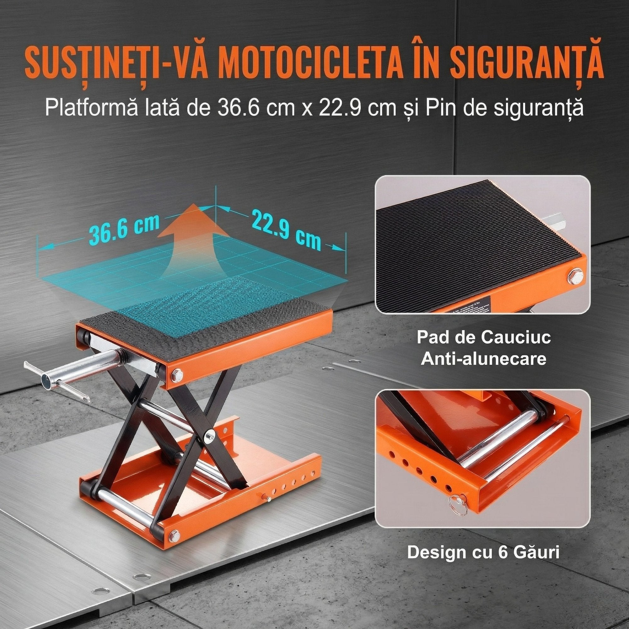 Cric Tip Foarfeca pentru Motociclete Si ATV-uri – Capacitate 500 kg, Platforma Lata 6