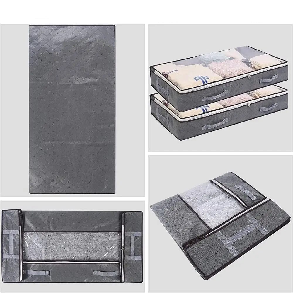 Cutie de depozitare pliabila pentru haine, 100 x 50 cm, protectie anti-praf si organizare sub pat 2