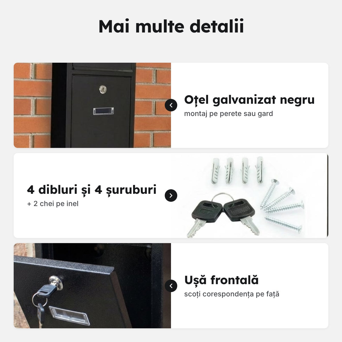 Cutie poștală din oțel – Mai multe detalii