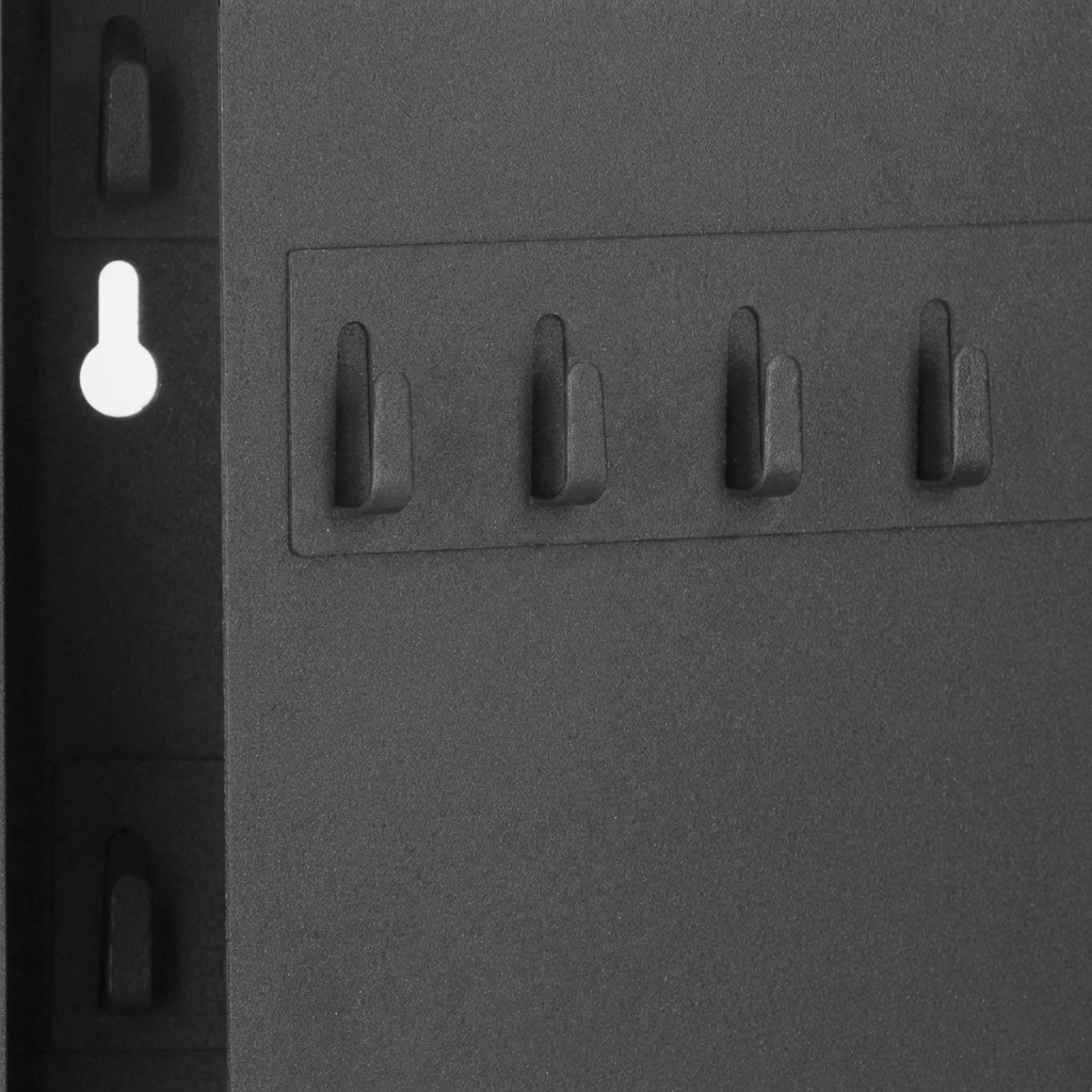 Cutie metalica din otel pentru 20 de chei, echipata cu suporturi, 20x16x7,5 cm, neagra