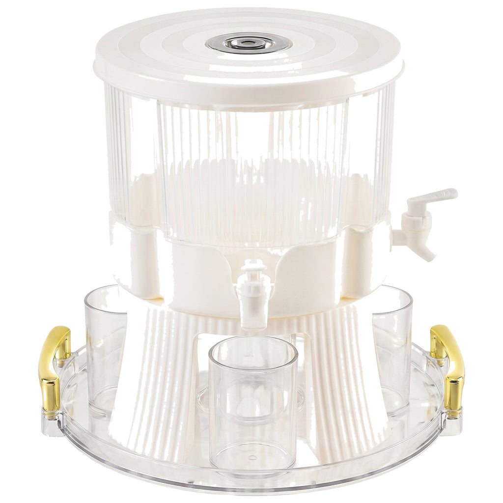 Dispenser băuturi cu 4 compartimente și robinete, 34x38 cm, alb-crem