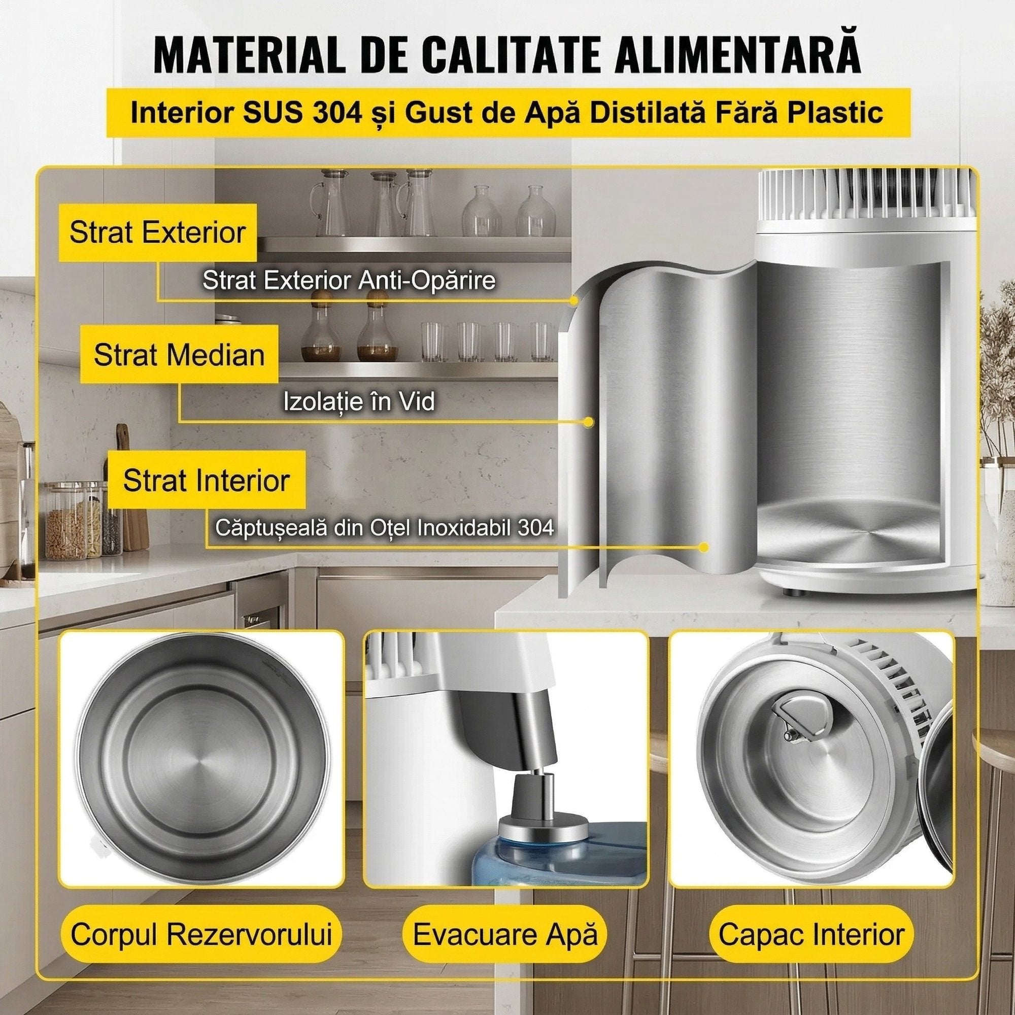 Distilator de Apa 4L, 750W, Inox, Eficienta Superioara, Ideal pentru Acasa si Birou 5