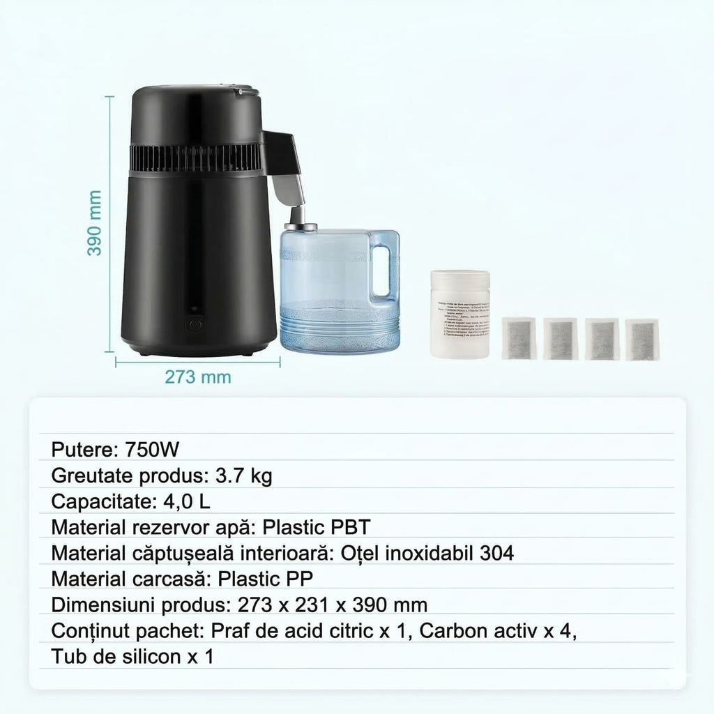 Distilator și Purificator de Apă, 4L, Inox 304, Eficiență și Versatilitate 6