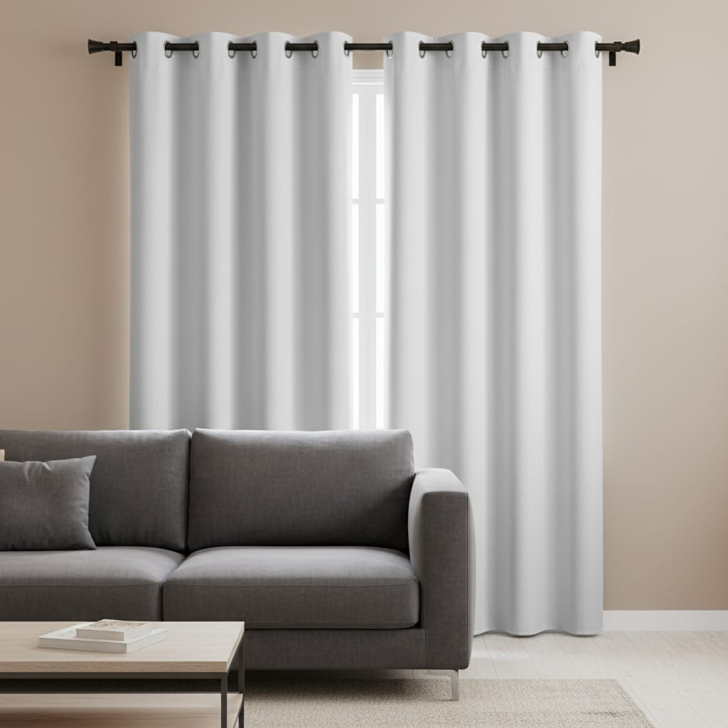 Draperie Blackout Alba cu Inele Argintii 140x244 cm – Opacitate 90% 4
