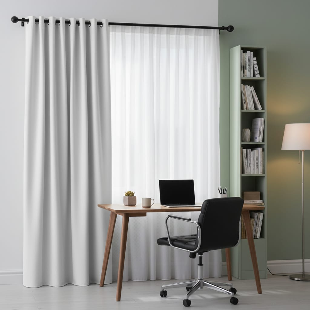 Draperie Blackout Alba cu Inele Argintii 140x244 cm – Opacitate 90% 7