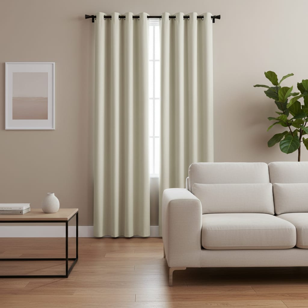 Draperie Blackout Crem cu Inele Argintii 140x262 cm – Opacitate 90% 4