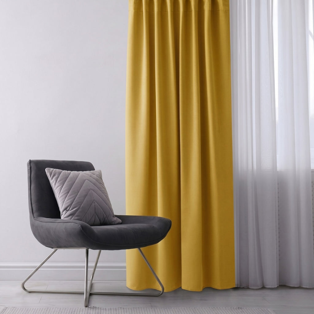 Draperie Blackout cu inele Galben Muștar 140x244 cm – Opacitate 90% 3