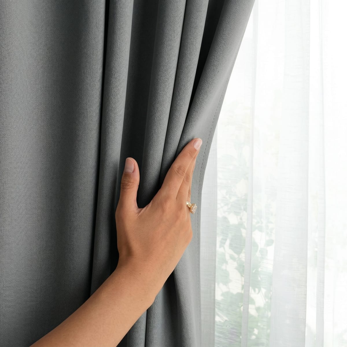 Draperie Blackout cu inele Gri 140x244 cm – Opacitate 90% 4