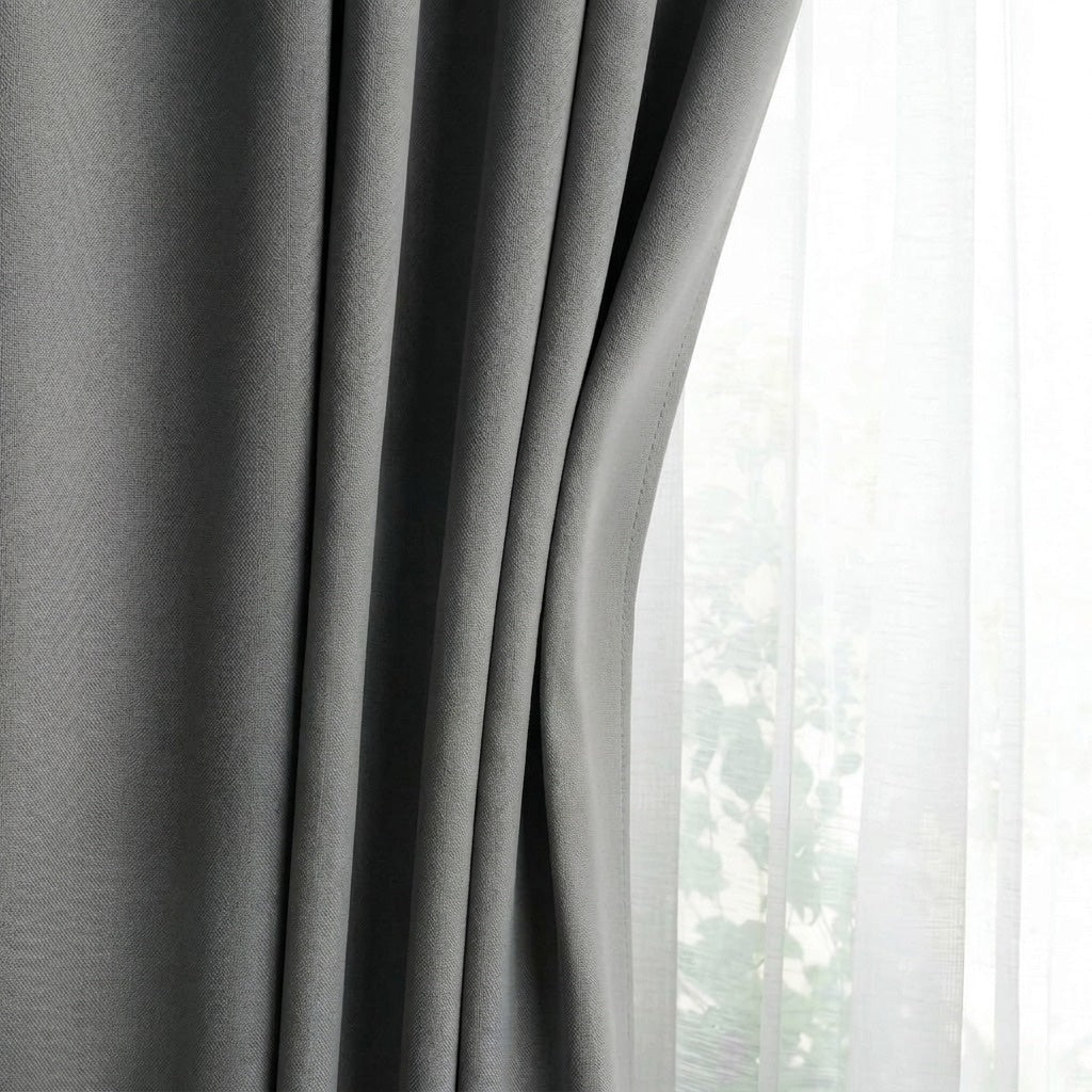 Draperie Blackout cu inele Gri 140x262 cm – Opacitate 90% 4