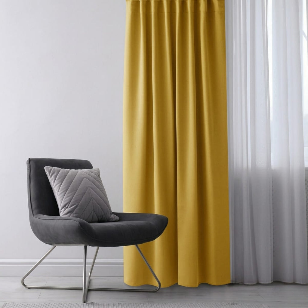 Draperie Blackout cu rejansa Galben Mustar 140x244 cm – Opacitate 90% 3