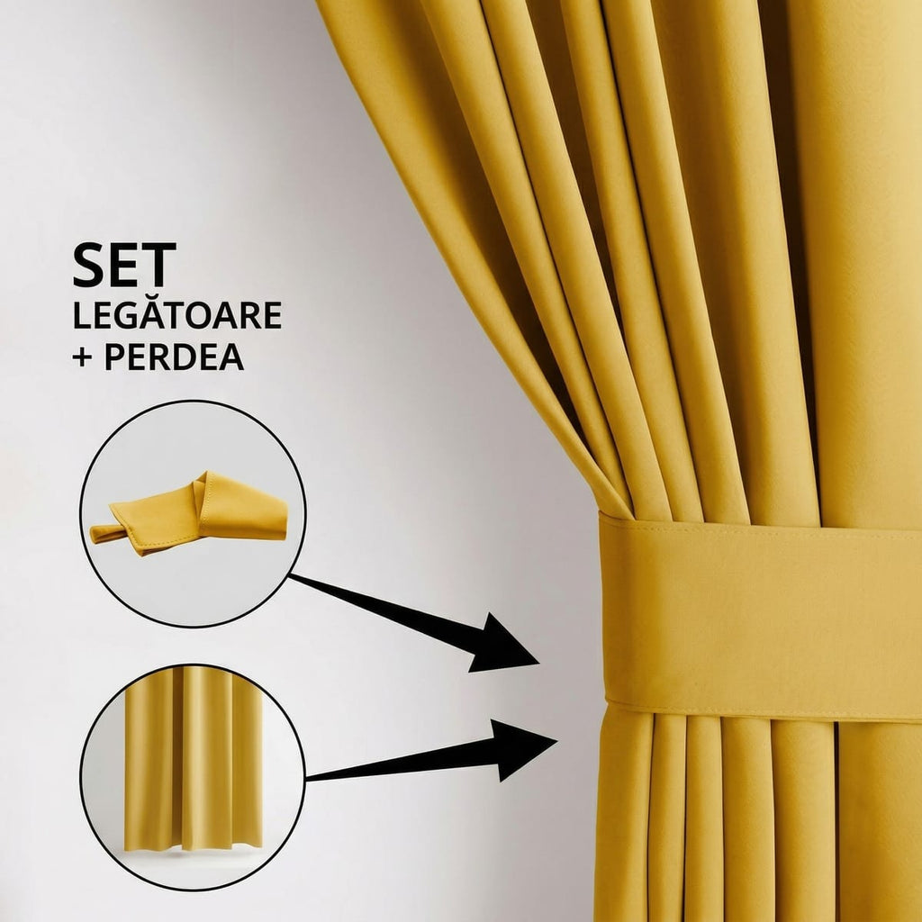 Draperie Blackout cu rejansa Galben Mustar 140x262 cm – Opacitate 90% 2