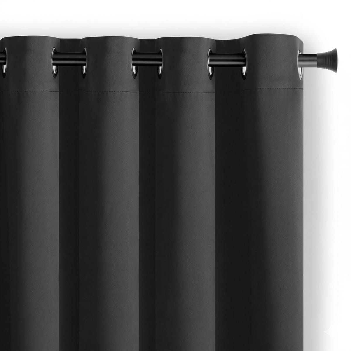 Draperie Blackout Neagra cu Inele Argintii 140x244 cm – Opacitate 90% 1