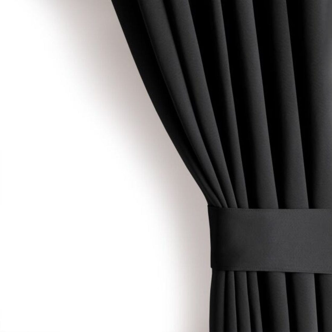 Draperie Blackout Neagra cu Inele Argintii 140x244 cm – Opacitate 90% 2