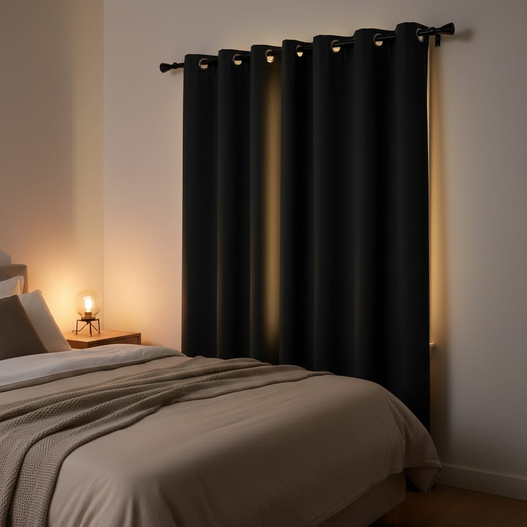 Draperie Blackout Neagra cu Inele Argintii 140x244 cm – Opacitate 90% 5