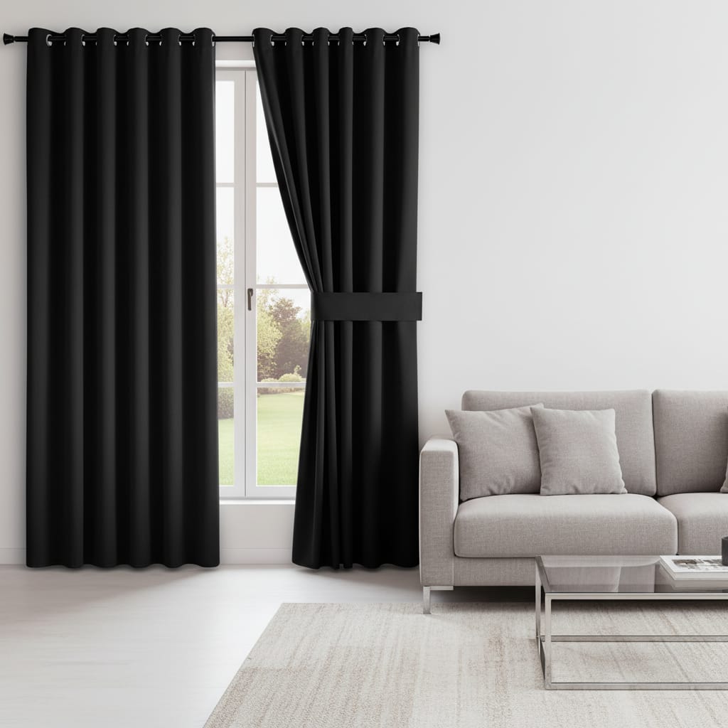 Draperie Blackout Neagra cu Inele Argintii 140x244 cm – Opacitate 90% 6