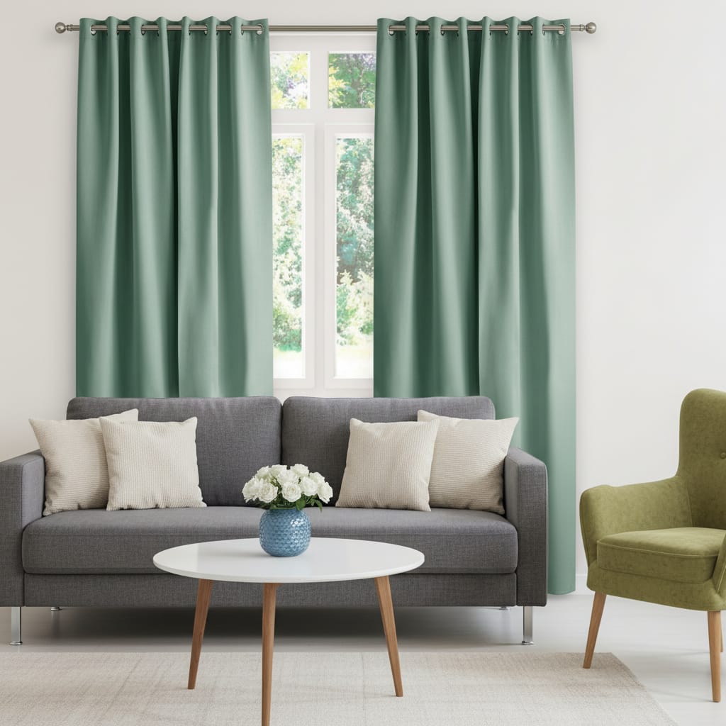 Draperie Blackout Verde Menta cu Inele Argintii 140x244 cm – Opacitate 90% 4