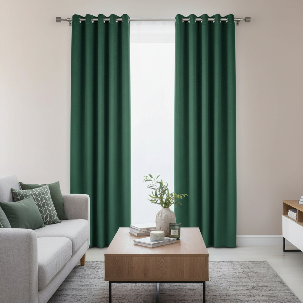 Draperie Blackout Verde Smarald cu Inele Argintii 140x244 cm – Opacitate 90% 6