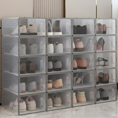 Dulap pentru pantofi modular, cu orificii de ventilatie, 10 cuburi, transparente, stivuibile 1