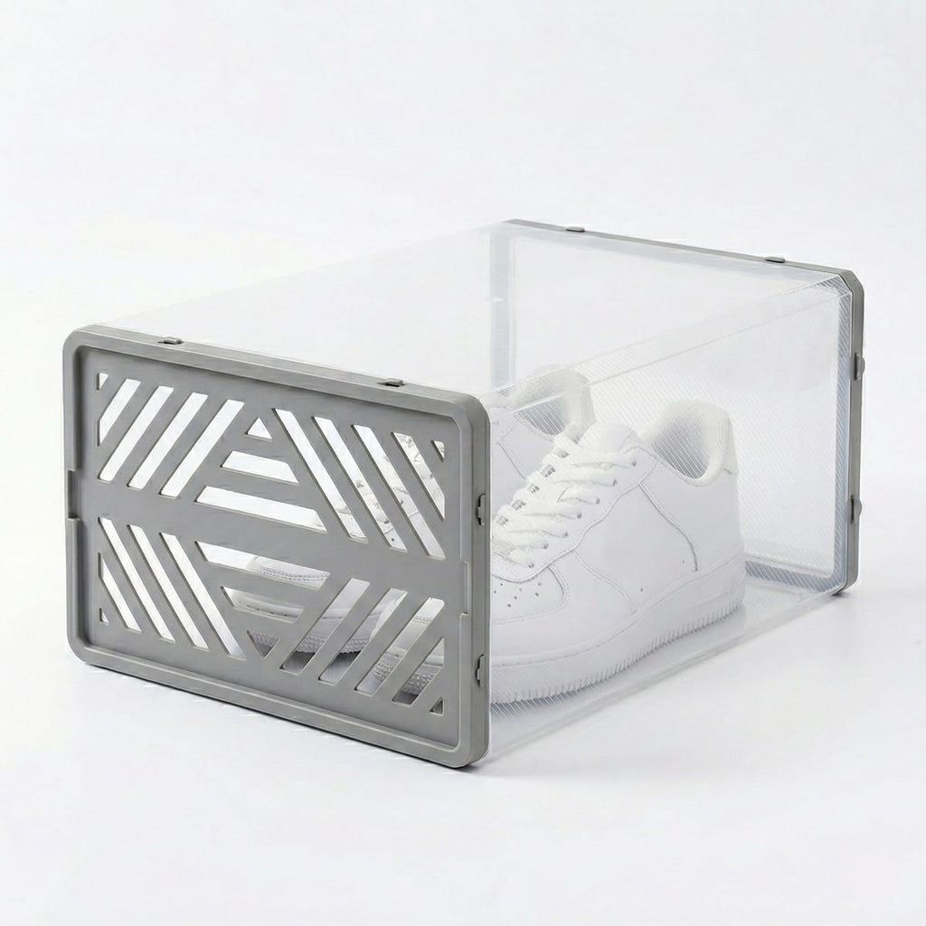 Dulap pentru pantofi modular, cu orificii de ventilatie, 10 cuburi, transparente, stivuibile 3