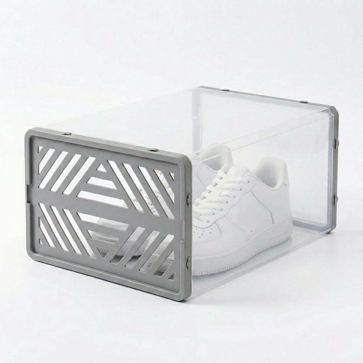 Dulap pentru pantofi modular, cu orificii de ventilatie, 10 cuburi, transparente, stivuibile 3