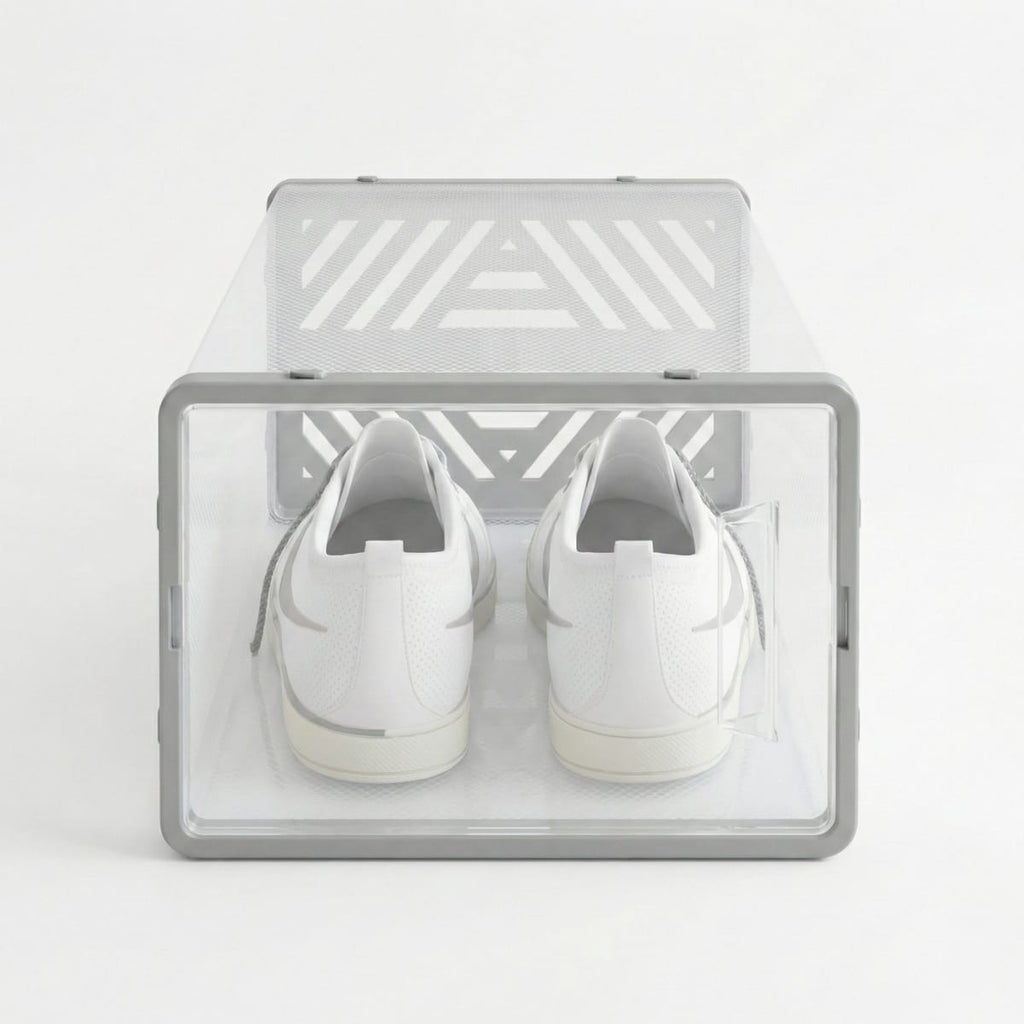 Dulap pentru pantofi modular, cu orificii de ventilatie, 10 cuburi, transparente, stivuibile 4