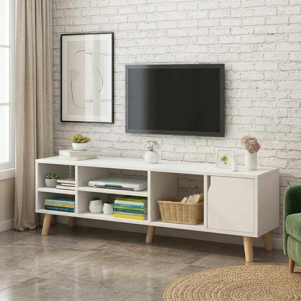 Dulap TV, depozitare multifunctional, 120 x 30 x 38 cm, alb 2