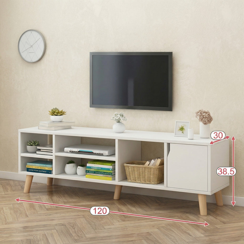Dulap TV, depozitare multifunctional, 120 x 30 x 38 cm, alb 4