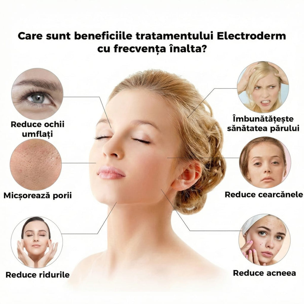 Electroderm multifunctional, aparat tratament acnee si riduri, frecventa inalta, lifting facial si scalp 3