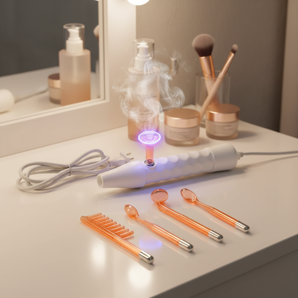 Electroderm multifunctional, aparat tratament acnee si riduri, frecventa inalta, lifting facial si scalp 4