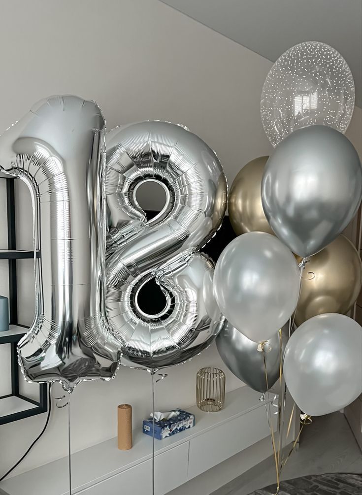 Balon din folie argintie, cifra aniversara 1, 90 cm