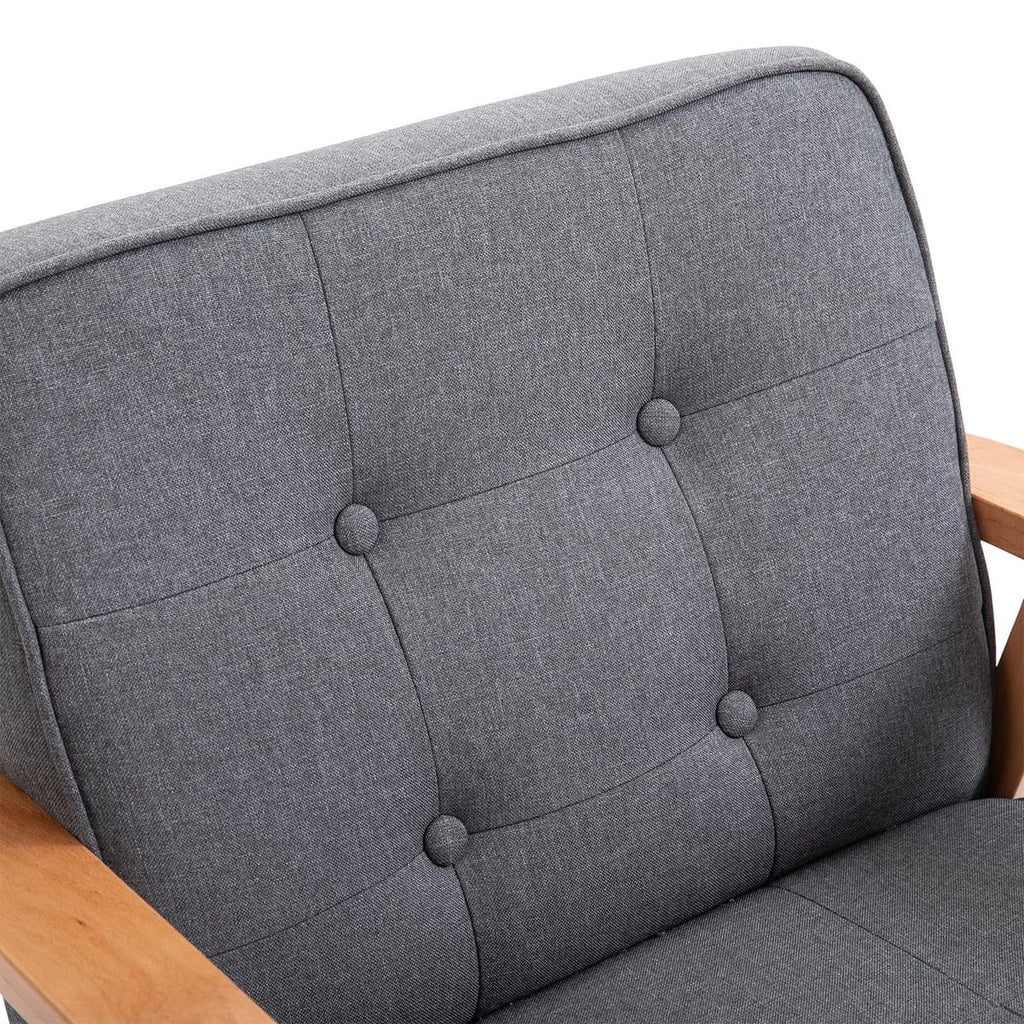 Fotoliu vintage stil scandinav, moale si confortabil, capitonat cu butoni, 64,5x70x74 cm, gri 2