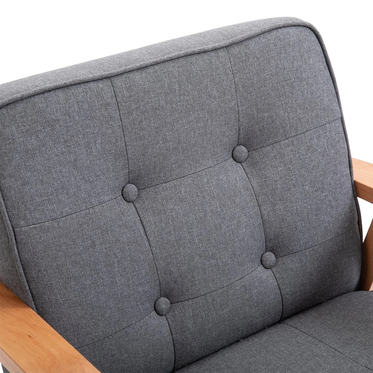 Fotoliu vintage stil scandinav, moale si confortabil, capitonat cu butoni, 64,5x70x74 cm, gri 2