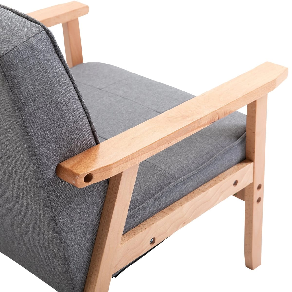 Fotoliu vintage stil scandinav, moale si confortabil, capitonat cu butoni, 64,5x70x74 cm, gri 3