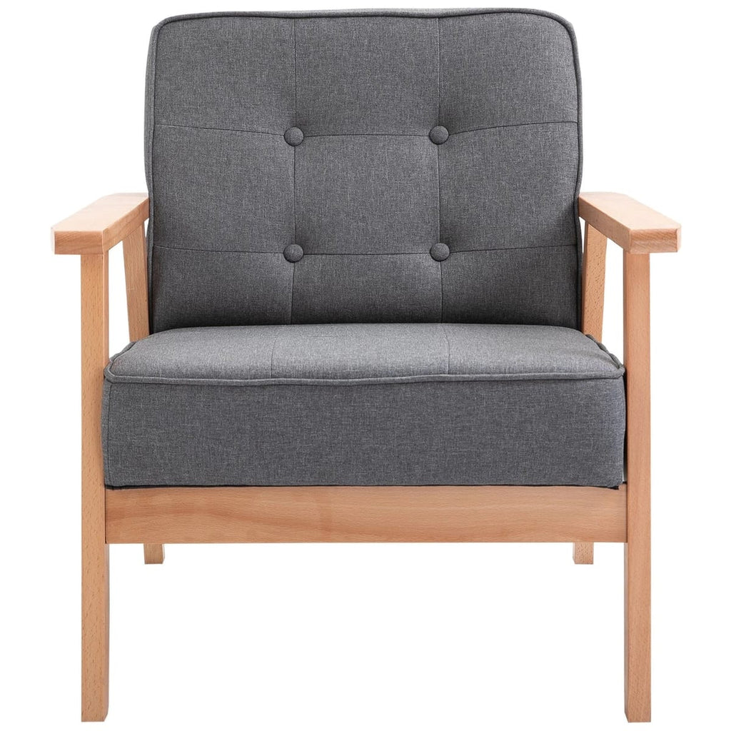 Fotoliu vintage stil scandinav, moale si confortabil, capitonat cu butoni, 64,5x70x74 cm, gri 4