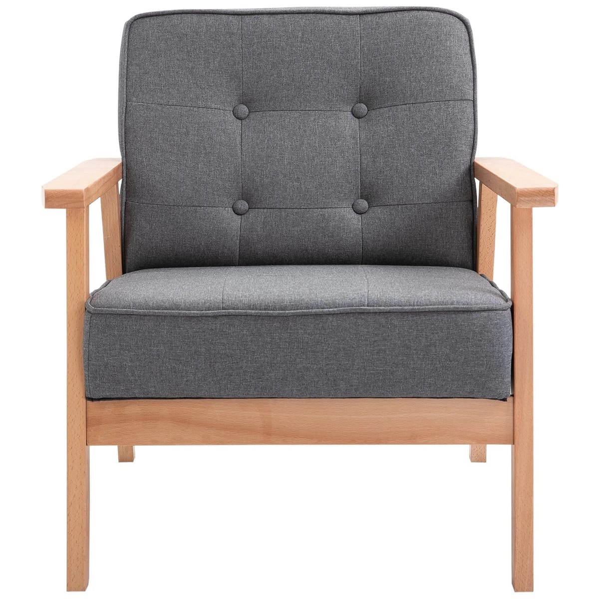 Fotoliu vintage stil scandinav, moale si confortabil, capitonat cu butoni, 64,5x70x74 cm, gri 4