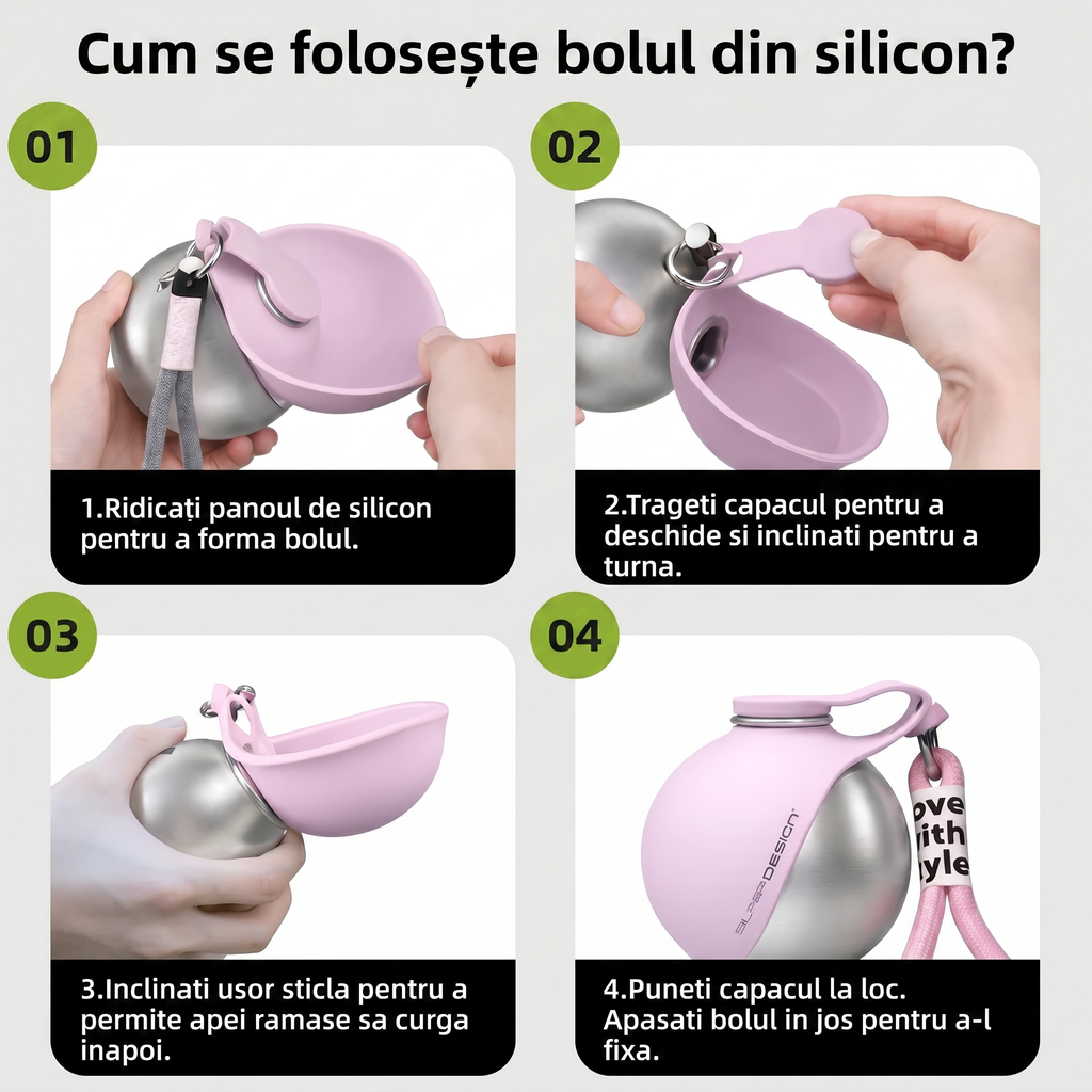 Pașii de folosire a bolului din silicon