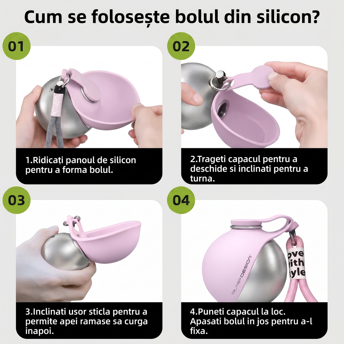 Pașii de folosire a bolului din silicon
