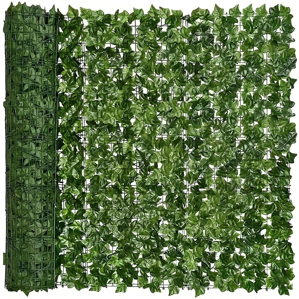 Gard artificial verde cu frunze, 300x100cm, verde inchis, panou decorativ pentru balcon si gard - Imagine 3