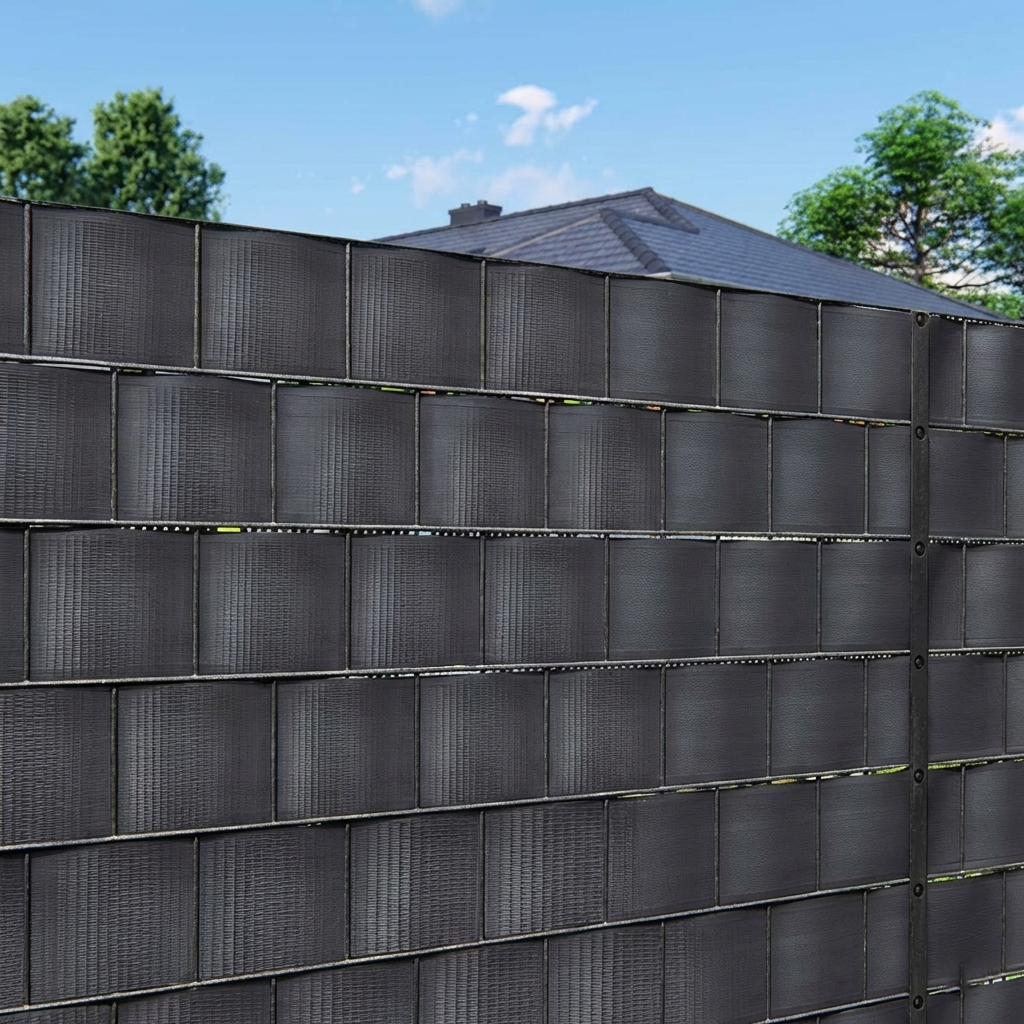 Panou gard intimitate gradina din PVC, 35 x 0.05 m, gri antracit, protectie vant si vizibilitate