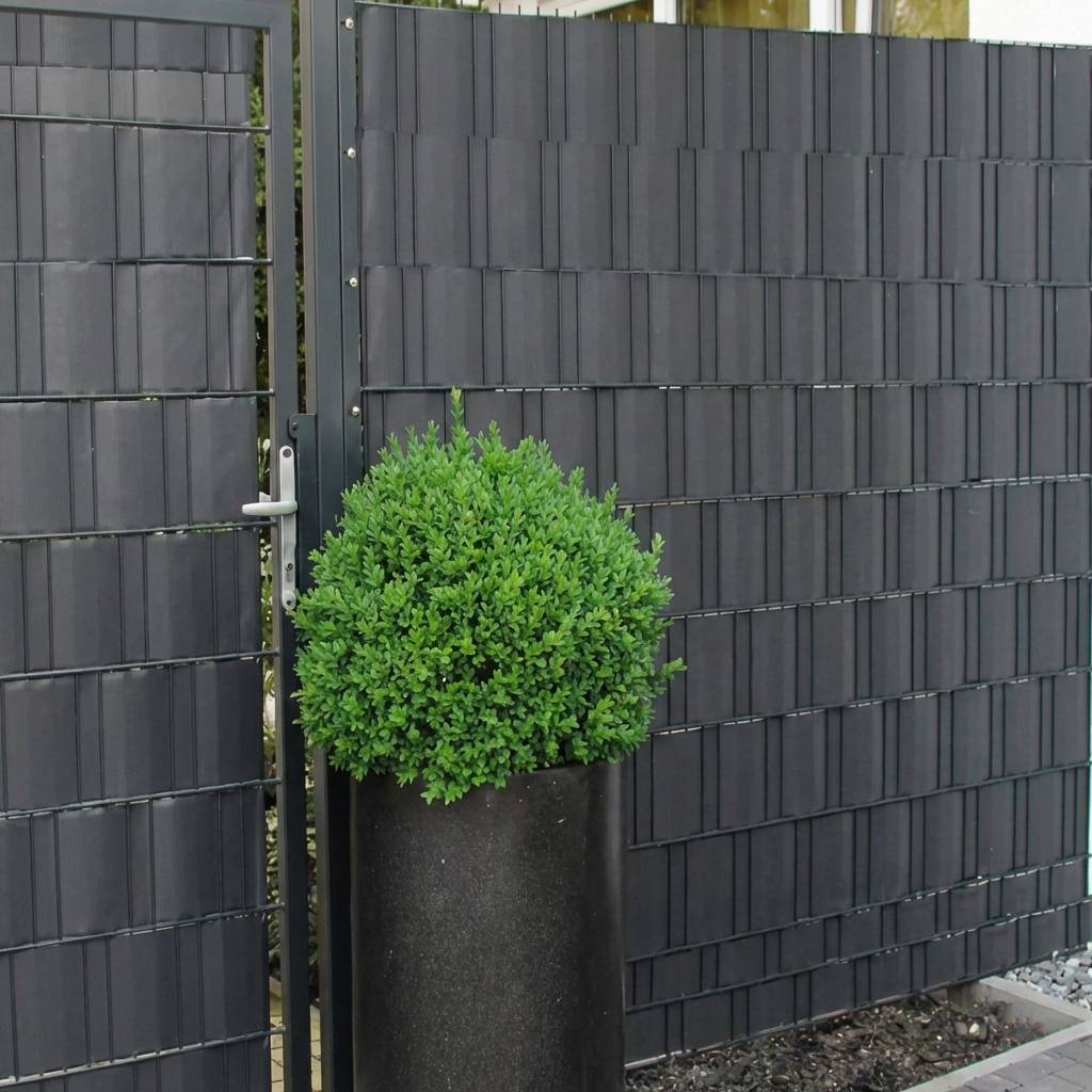 Panou gard intimitate gradina din PVC, 35 x 0.05 m, gri antracit, protectie vant si vizibilitate