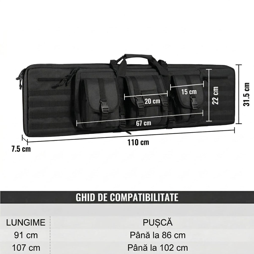 Geanta Dubla cu suport pentru arma/pusca  – 106 cm, Protectie EVA si Sistem Molle 4