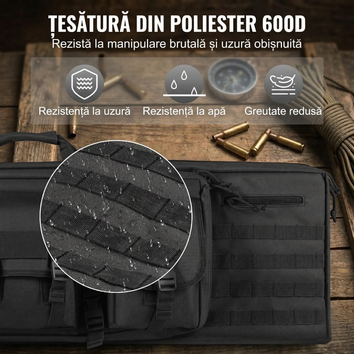 Geanta Dubla cu suport pentru arma/pusca  – 106 cm, Protectie EVA si Sistem Molle 5