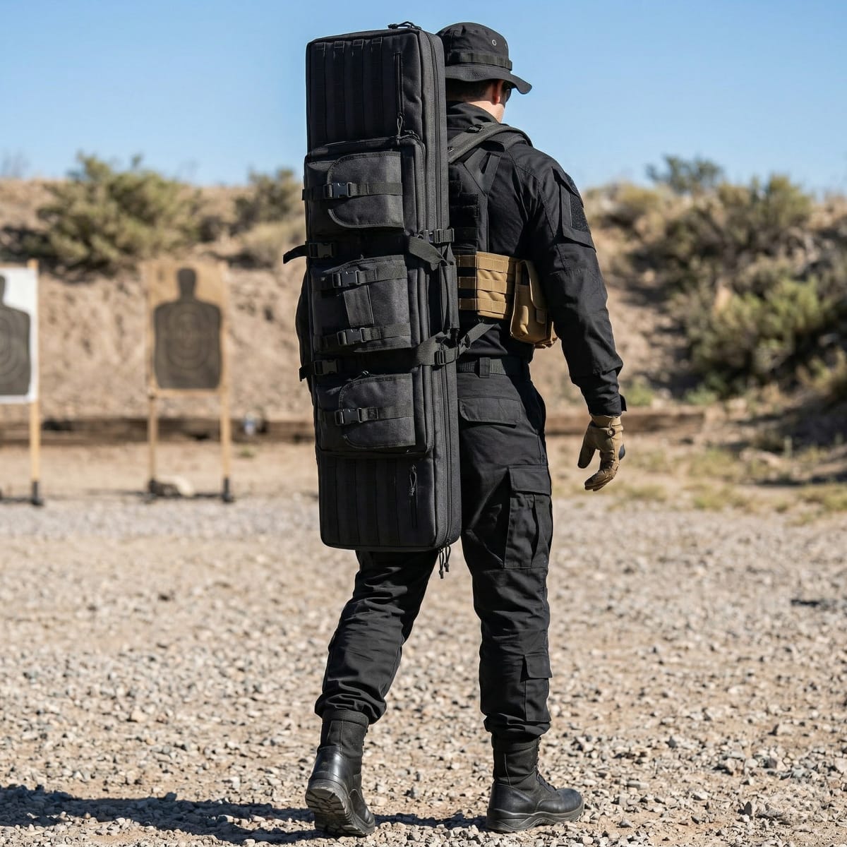 Geanta Dubla cu suport pentru arma/pusca  – 106 cm, Protectie EVA si Sistem Molle 8