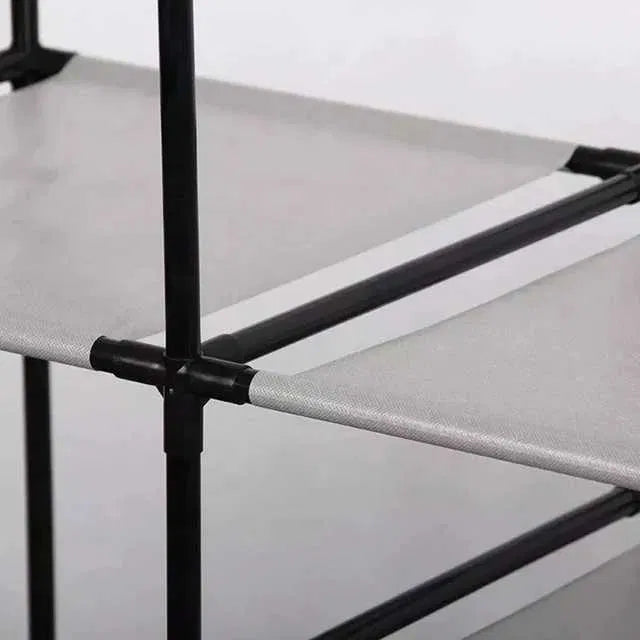 Dulap pliabil, structura metalica, rafturi multiple, alb, 162x43x173 cm