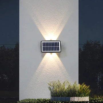 Aplica LED solara exterior 4W, neagra, pentru perete gradina si alei